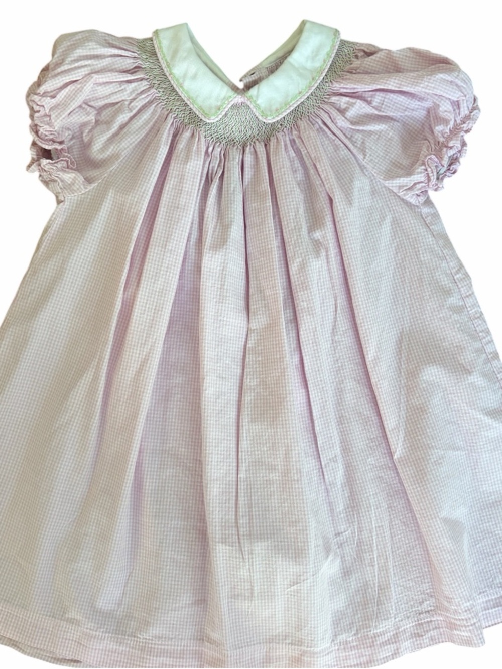 Girls' Pink Smocked Collar dress - Classic Pleated  Dress